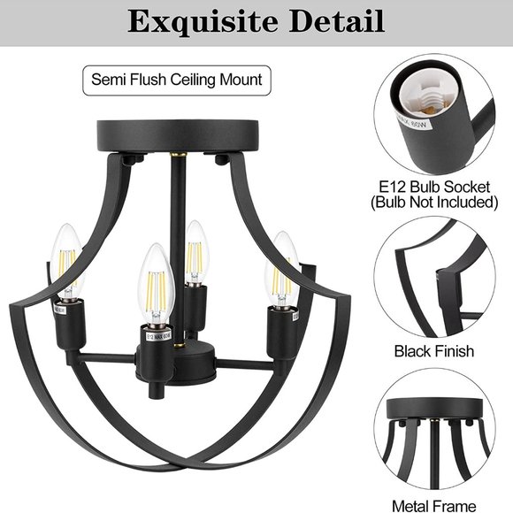 Semi Flush Mount Ceiling Light Fixture *NEW - Picture 4 of 7